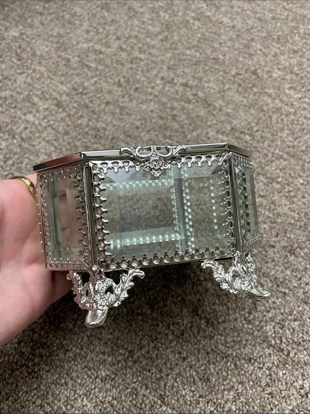 Nicole Miller Home Glass and Metal Trinket Box